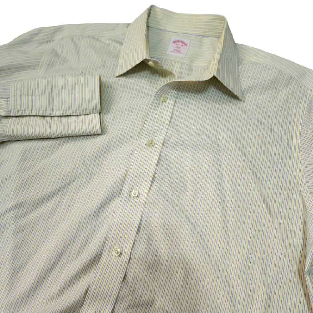 Brooks Brothers Men's Dress‎ Shirt Pale Yellow Striped Size 16.5